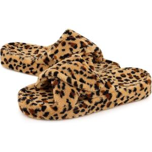 shevalues Orthopedic Slippers for Women with Arch Support Adjustable Open Toe House Shoes for Plantar Fasciitis(New Leopard)