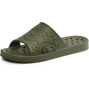 shevalues Shower Shoes for Women Men with Arch Support Quick Drying Pool Slides Lightweight Beach Sandals with Drain Holes(Army Green)