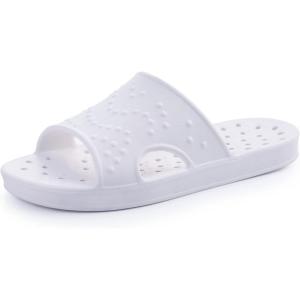 shevalues Shower Shoes for Women Men with Arch Support Quick Drying Pool Slides Lightweight Beach Sandals with Drain Holes(White)