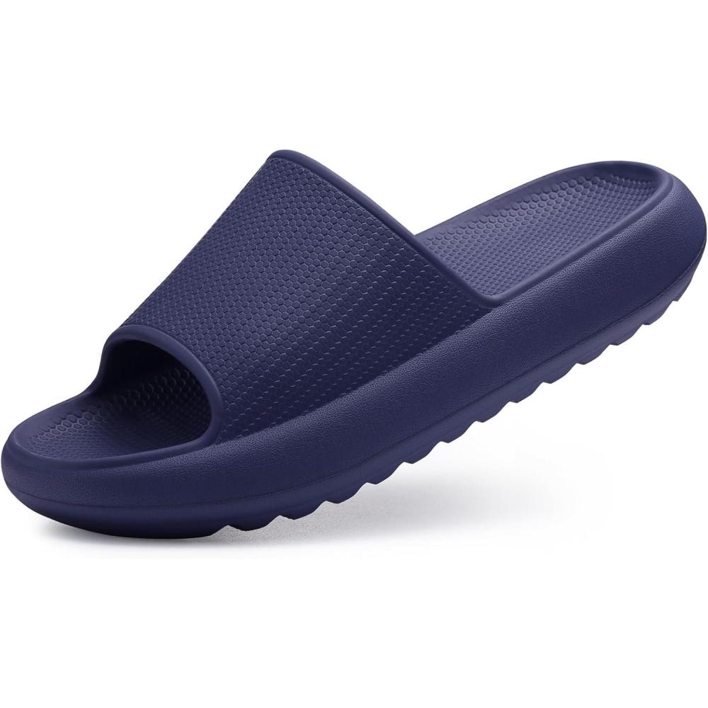 image:imageComwarm Cloud Slide Sandals for Women Men Ultra Comfort Soft House Slippers Slip on Summer Beach Shoes with Low Arch SupportDark Blue Size 995 Wonmen758 Men