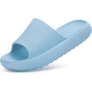 Comwarm Cloud Slide Sandals for Women Men Ultra Comfort Soft House Slippers Slip on Summer Beach Shoes with Low Arch Support,Light Blue Size 10-10.5 Wonmen/8.5-9 Men