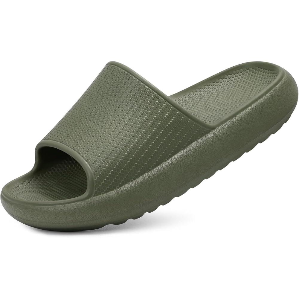 image:imageComwarm Cloud Slide Sandals for Women Men Ultra Comfort Soft House Slippers Slip on Summer Beach Shoes with Low Arch SupportArmy Green Size 1516 Wonmen135145 Men