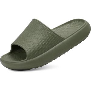 Comwarm Cloud Slide Sandals for Women Men Ultra Comfort Soft House Slippers Slip on Summer Beach Shoes with Low Arch Support,Army Green Size 15-16 Wonmen/13.5-14.5 Men