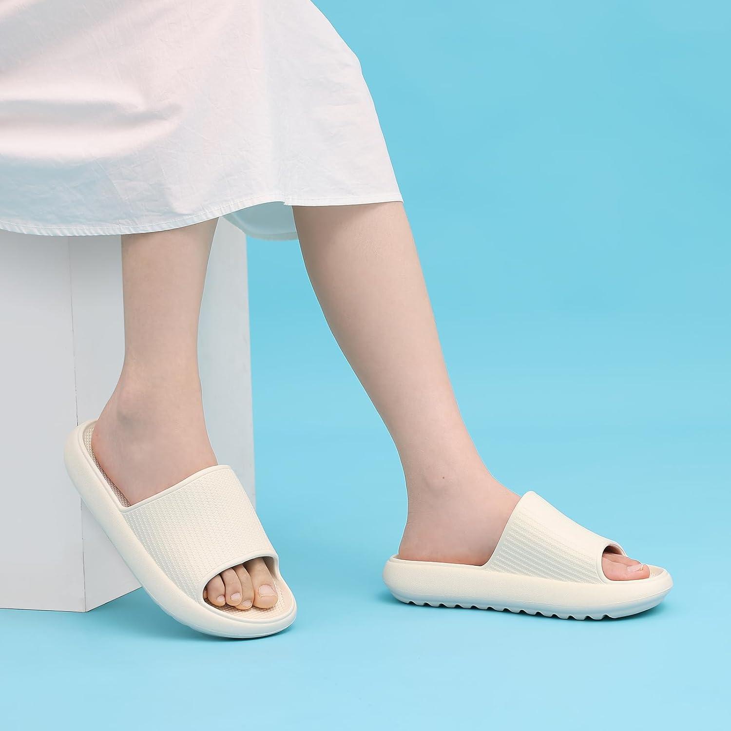 image:imageComwarm Cloud Slide Sandals for Women Men Ultra Comfort Recovery Pillow Slippers Soft Summer Beach Shoes with Low Arch SupportBeige Size 10105 Women859 Men
