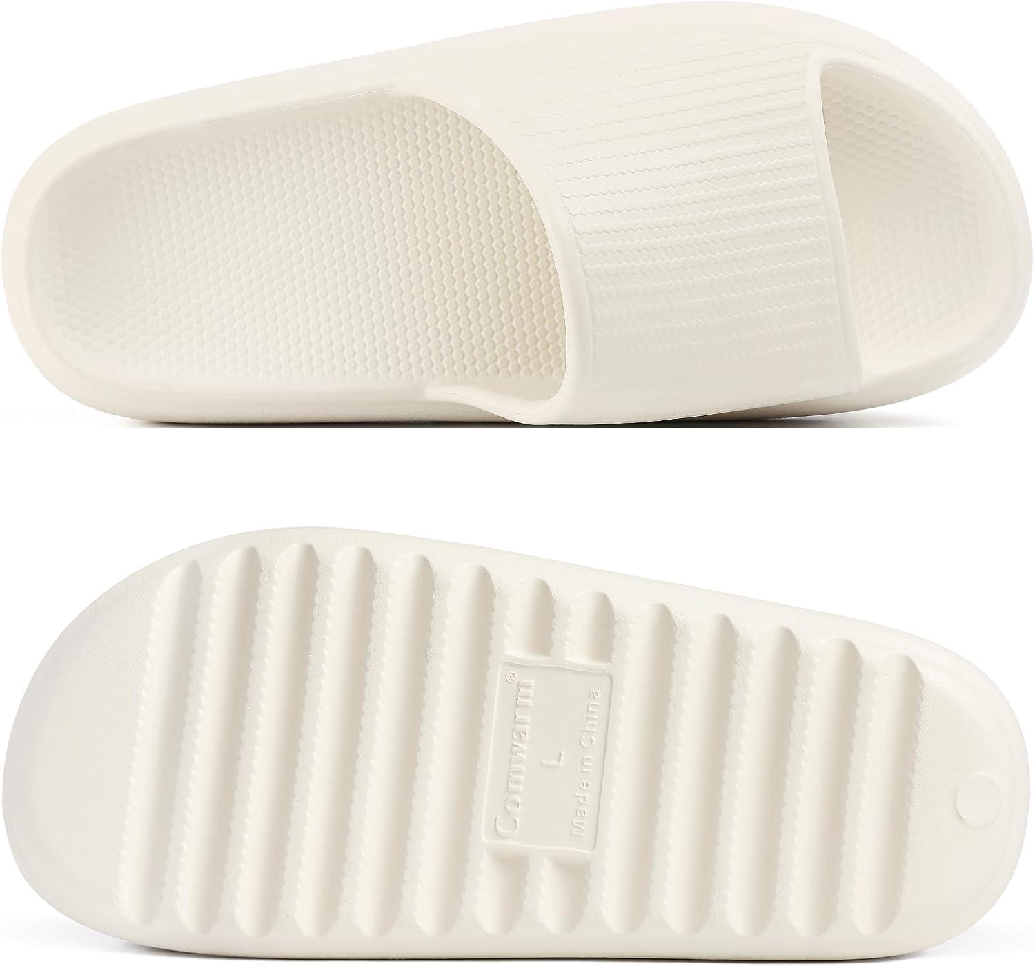 image:imageComwarm Cloud Slide Sandals for Women Men Ultra Comfort Recovery Pillow Slippers Soft Summer Beach Shoes with Low Arch SupportBeige Size 10105 Women859 Men
