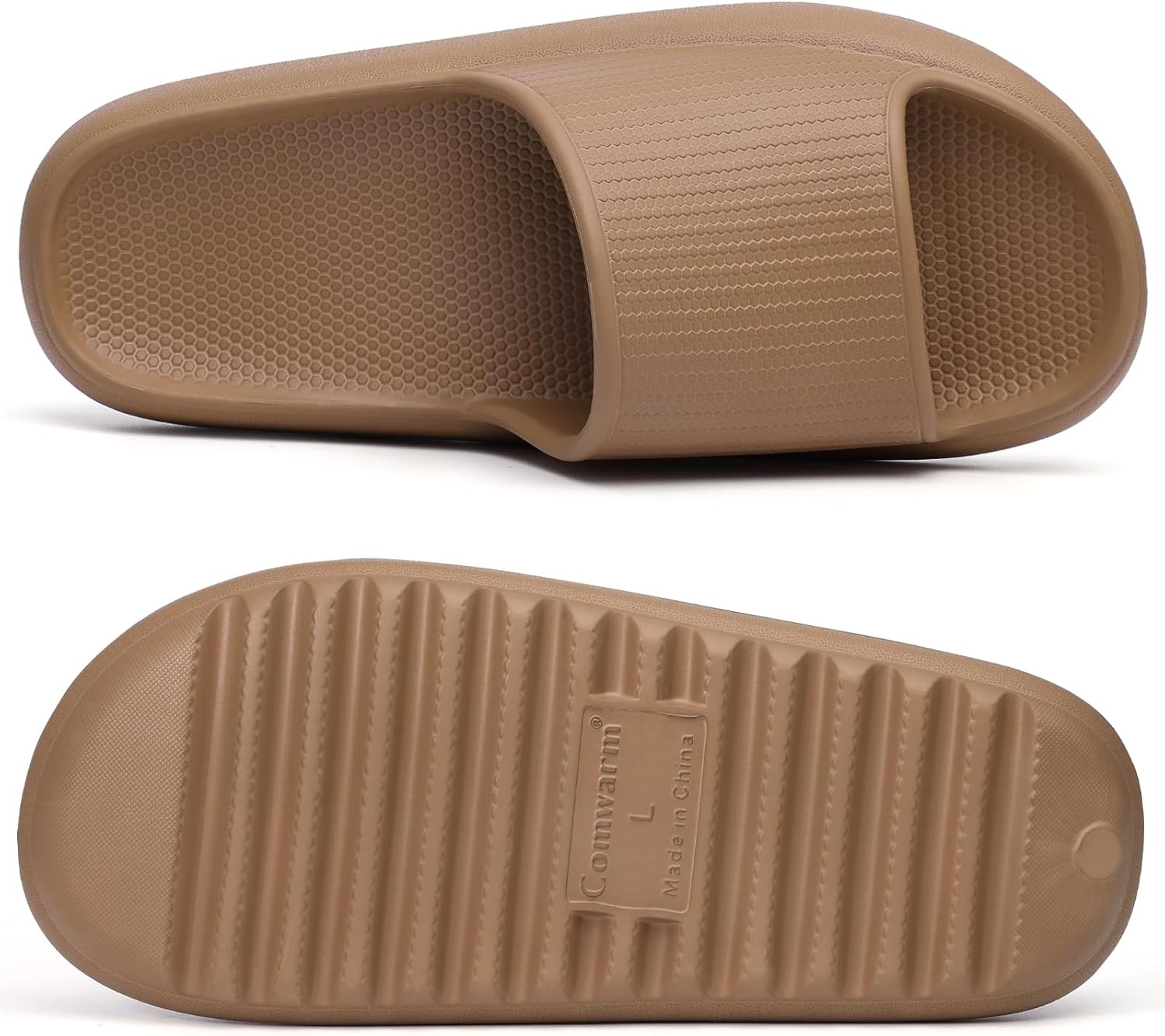 image:imageComwarm Cloud Slide Sandals for Women Men Ultra Comfort Recovery Pillow Slippers Soft Summer Beach Shoes with Low Arch SupportBrown Size 657 Wonmen555 Men